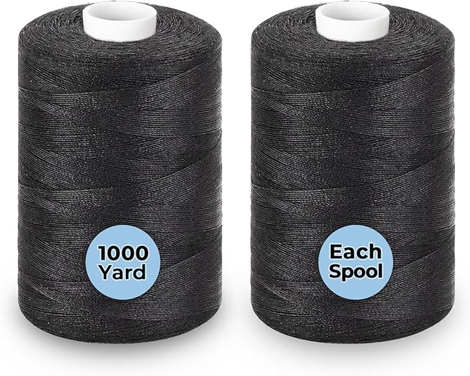 2PCS Thread - 1000Yard Black All Purpose Sewing Machine Thread for Sewing