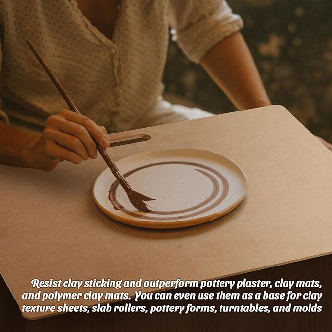 CALPALMY Clay Wedging Board with Convenient Built-in Handle - 24 x 18" Portable Clay Board for Ceramics, Clay Crafts, and Pottery - Sturdy 9mm Thickness MDF Tote Board for Clay Art Enthusiasts