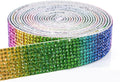 Novani Self Adhesive Rhinestone Ribbon, 0.78 Inch Wide 3 Yards 1 Roll, Rainbow Crystal Diamond Bling Strips for DIY Crafts,Home Decor,Glitter Glass Rhinestones Tape for Crafting,Car Decoration