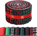 40 Pcs Christmas Buffalo Plaid Cotton Jelly Fabric Strips Green Red Tartan Bundles Strips for Quilting Crafting Christmas Classic Plaid Precut Patchwork for Sewing DIY Crafts