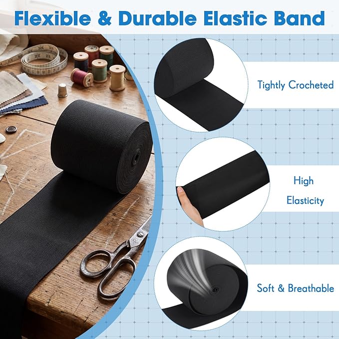 EBOOT 1 Pcs Elastic Spool (4 Inch X 10 Yard,Black)