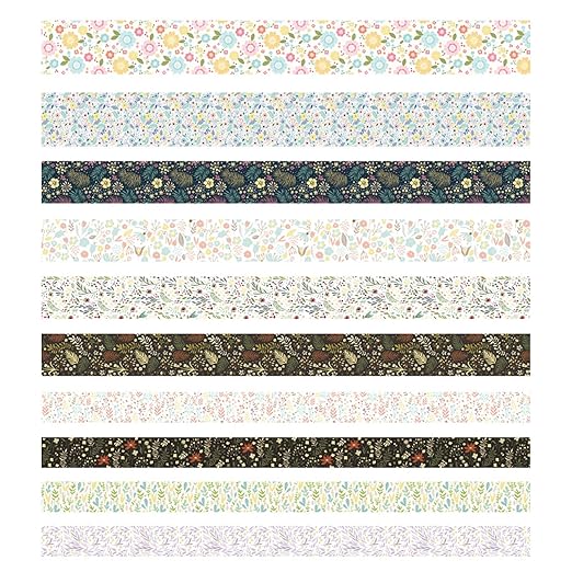 YUBX Creative Washi Tape Set 10 Rolls Gold Foil Print Decorative Masking Tapes for Arts, DIY Crafts, Journals, Planners, Scrapbook, Wrapping (Garden Maze)