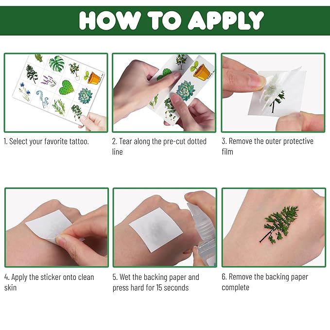96 PCS Plants Save The Earth Day Pre-Cut Temporary Tattoos Themed Birthday Party Decorations Favors Supplies Décor Environment Tree Flowers Tattoo Stickers Gifts For Game Boys Girls Classroom School