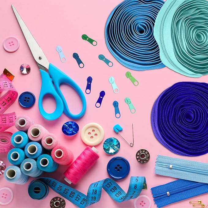 Syhood 36 Yards 12 Pieces #5 Sewing Zippers Tapes Assorted Nylon Lightweight with 120 Plastic Zipper Sliders for Women Men Sewing Supplies(Artsy Color)