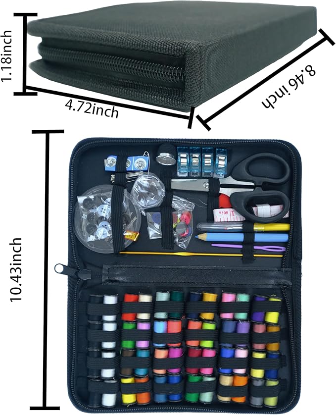 Sewing Kit with Case, 172pcs Sewing Accessories, Friendly for Beginner and Professional for Worker, Suitable for Travel, Home, School and DIY,Hand Sewn Needles, Tape Measures, Scissors