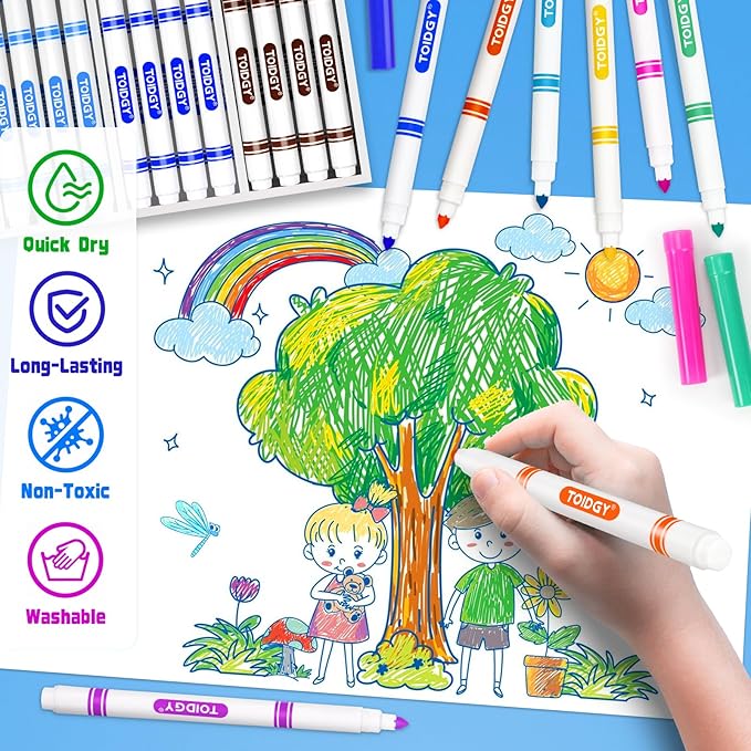 256 PCS Washable Markers for Kids, Colored Markers Bulk for School, Thin Marker Set in 16 Assorting Colors, Fine Line Marker with Conical Tip, Back to School Supplies, Classroom Must Haves