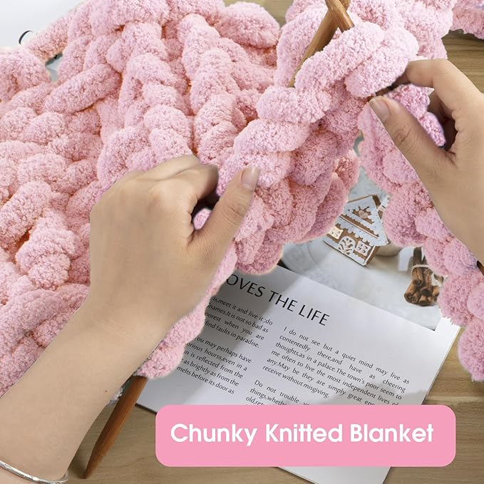 HOMBYS 8 Pack Assorted Chunky Yarn for Crocheting,Super Bulky Large Soft Fluffy Yarn,Plush Fuzzy Yarn,Thick Chenille Yarn for Hand Knitting/Arm Knitting,4 Pink & 4 Purple(27yds,8 oz Each Skein)