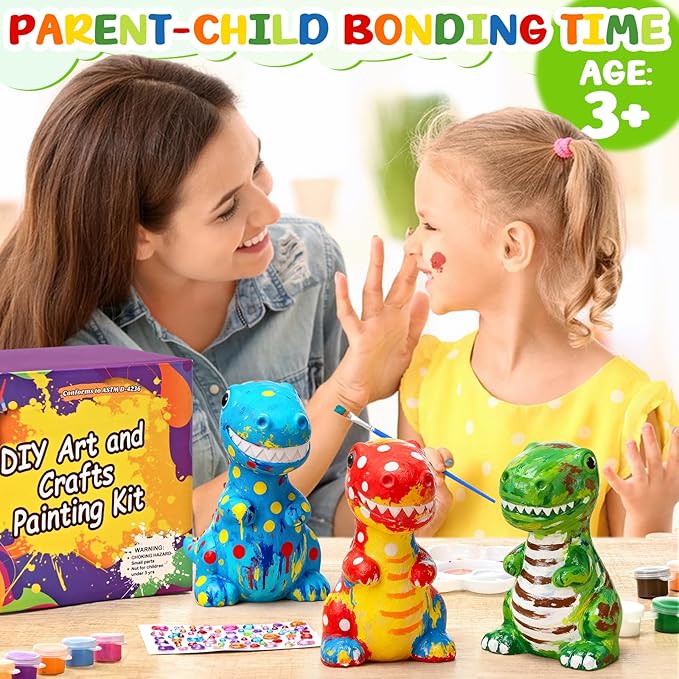 dededa Paint Your Own Dinosaur Lamp Kit, Arts and Crafts for Kids, Art Supplies Painting Kits Dinosaur Toys for Kids 8-12, Christmas Halloween Birthday Gifts for Boys Girls Ages 4 5 6 7 8 9 10 11 12+
