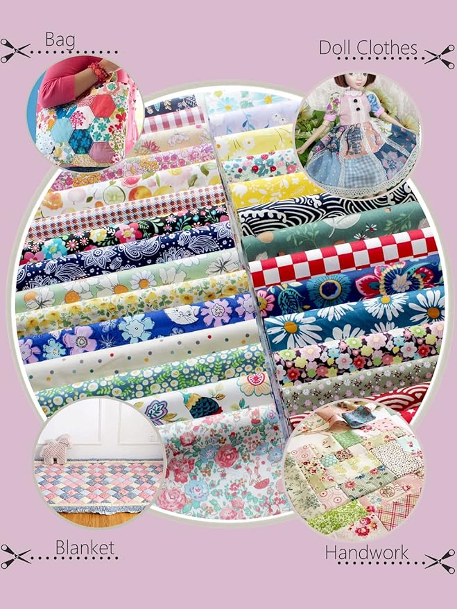 Precut Fabrics for Quilting no Repeat Design Printed Floral Cotton Fabric for Patchwork Squares Bundles for Craft DIY /45pcs 8" x 8"