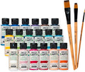 DecoArt DecoEARTH Sustainable Acrylic Paint Set – 18 Bottles (2 fl oz) + 1 Set of Eco Paint Brushes – Eco-Conscious Paint Made from Recycled Materials for Art & DIY Crafts