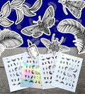 Stickers Pack (Over 150 Stickers) Amazing Fineline Drawings of Feathers and Insects Vintage Styled Small Vinyl Stickers White Hologram Transparent