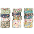 Floral Washi Tape Set - 15 Rolls Flowers Arts Adhesive Tapes Garden Blooms Decorative Masking Tape Sets for Craft, Kids, Scrapbook, DIY, Gift Wrloapping (1-Spring Meadow)