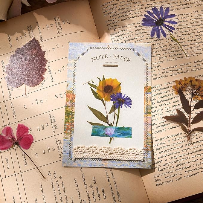 380 Pcs Pressed Flower Sticker Set Dried Flowers Themed Resin Journaling Stickers Floral Natural Botanical Fallen Leaves Decals for Scrapbook Supplies Bullet Junk Journal Bottles Planner Laptops