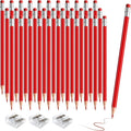 36 PCS Red Checking Pencils Erasable Colored Pencils with Eraser Pre-Sharpened 2 HB for Checking, Grading, Tests & Office/School Supplies (Red)