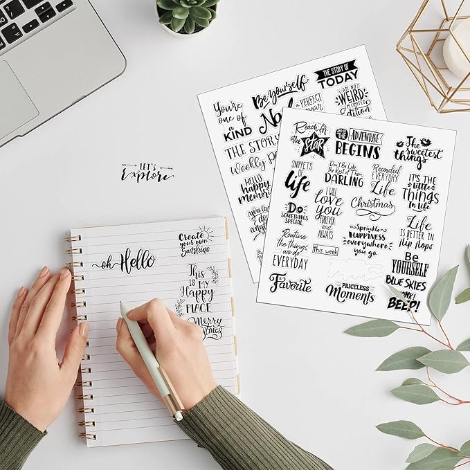 Laumoi 546 Pcs 24 Sheet Scrapbook Stickers Vintage Words Stickers for Journaling Inspirational Nice Words Sentences Waterproof Aesthetic for Family Water Bottles Laptop(Vivid Style)