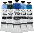Tusc & Pine Artist Oil Paint - Set of 5, 150 ml, Ocean Blues, 750 ml of Non-Yellowing, Creamy Consistency, Max Pigment Load, Small Batch Milled Oil Paints Made in The USA for Professional Artists