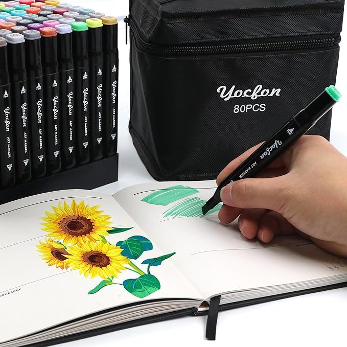 80 Colors Alcohol Markers, Dual Tips Drawing Markers, Set For Adults Coloring Sketch Illustration, Chisel & Fine