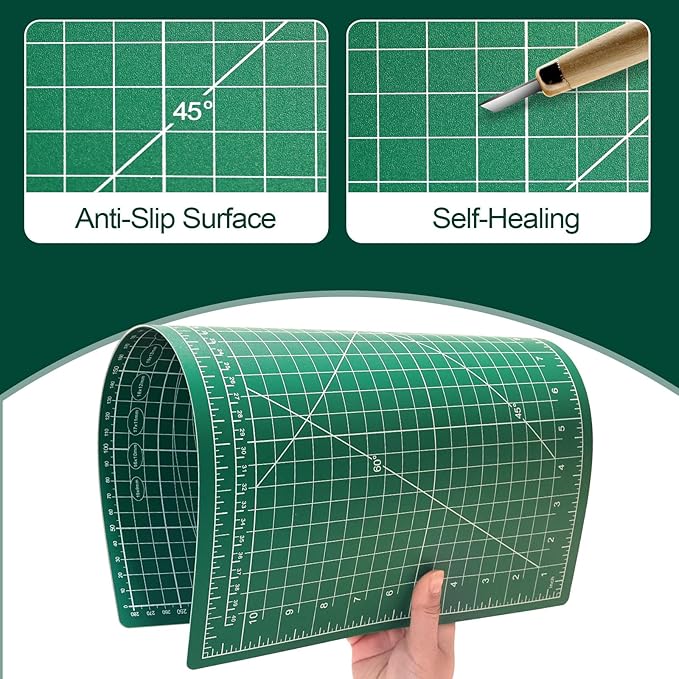 Self Healing Cutting Mat 12×18 Inch, Fabric Cutting Mats for Crafts, Double Sided Sewing Boards for Quilting Hobby Scrapbooking 5 Layers 1 Pack