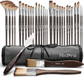 Nicpro 32pcs Paint Brush Set, Professional Paintbrushes with Paint Spatula and Cloth Roll Case, Craft Paint Brushes for Acrylic Painting, Oil, Watercolor, Gouache, Art Supplies for Artists Beginners