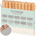 10pcs Wooden Clay Texture Rollers Set for Pottery & Ceramics - Potters Stamp Roller Tools for Ceramic Slabs - Textured Rolling Pins for Modeling, Painting & Glaze Design - 5.9 x 0.8 inch