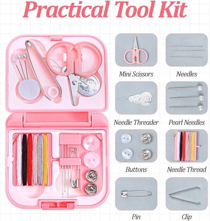 3Pcs Mini Sewing Kit Travel Size, Mini Travel Sewing Kit Portable Emergency for Adults, Basic Emergency Perfect for Weddings & Repair Clothes, Includes Simple Needles Thread Scissors, Easy to Carry