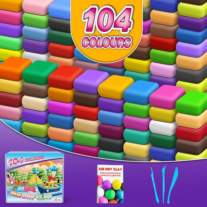 ESSENSON Air Dry Clay 104 Colors, Modeling Clay for Kids, DIY Molding Magic Clay for with Tools, Gifts for Age 3-12 Years Old Boys Girls Kids