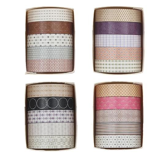 YUBX Simple Geometric Washi Tape Set 20 Rolls Minimal Patterns Decorative Thin Masking Tapes for Arts, DIY Crafts, Journals, Planners, Scrapbook, Wrapping (2 Blush Dusk)