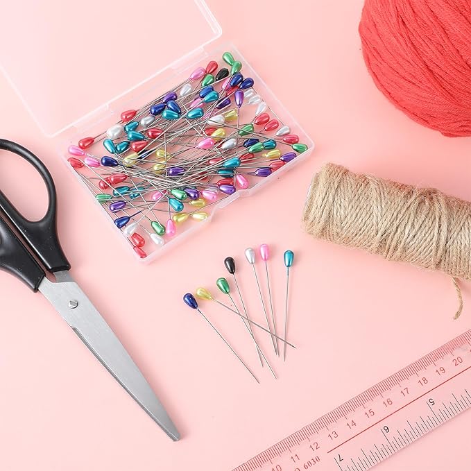 100 PCS Quilting Pins with Colored Heads - 2.2 Inch Long Straight Pins for Fabric, Sewing, Quilting, Corsage, Jewelry & DIY Craft Decoration
