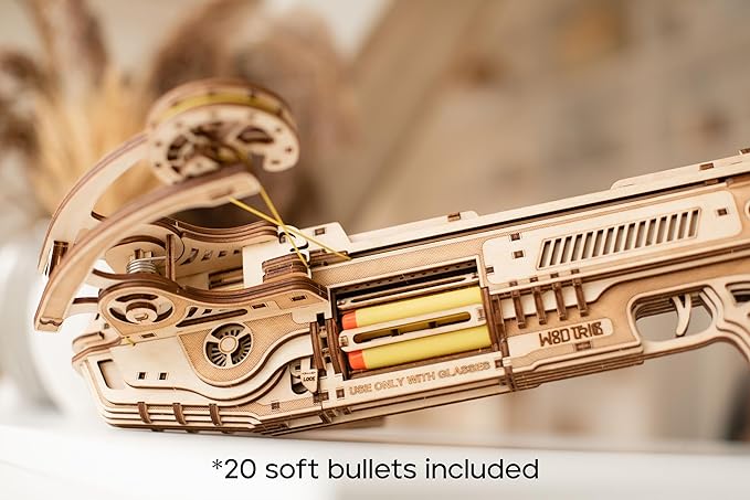 Wood Trick Bullet Boltcaster Crossbow 3D Wooden Puzzles for Adults to Build - Shoots up to 32 ft - Wooden Models Engineering DIY Project Mechanical 3D Puzzles Model Kits for Adults