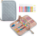MYBAGZING Crochet Hook Set with Storage Case – 14 Ergonomic Crochet Hooks(2mm(B)-10mm(N), 10 Stitch Markers, Crochet Organizer for Crochet Needles, Accessories, and Supplies