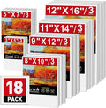 ESRICH Stretched Canvas for Painting,18 Multi Pack Blank Canvases for Painting 12x16, 11x14, 9x12, 8x10, 5x7, 3x5, Cotton Primed Painting Canvas for Oil, Acrylic Paint, for Beginners, Artists.