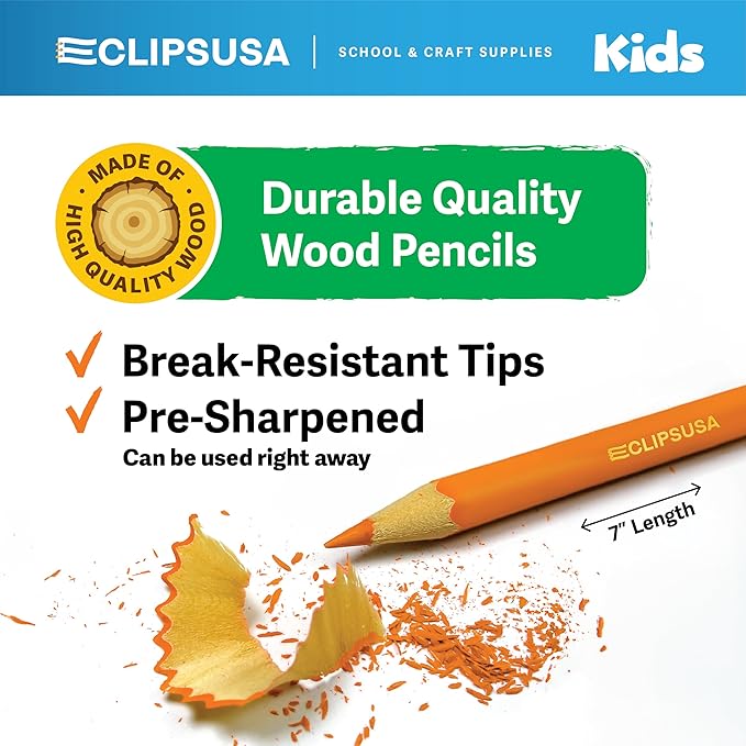 E-CLIPS USA Colored Pencils Bulk, Colored Pencils For Kids Or Adults, Map Coloring pencils, 12 Per Box, Box May Vary (24 Boxes)