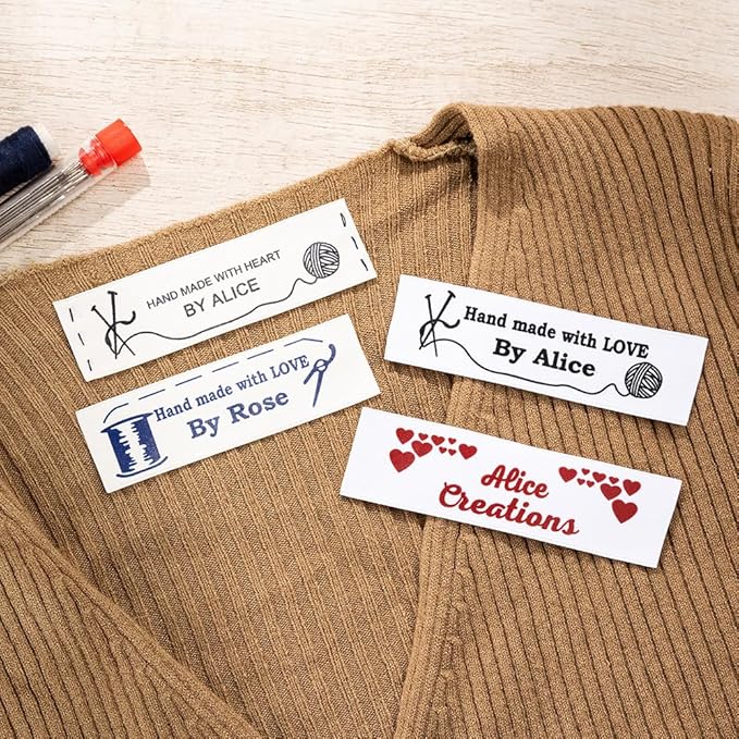 callie Personalized Sewing Labels for Handmade Item, Custom Fabric Label Tags for Crocheting, Crafts, Clothing, Knitting, 25 pcs-200 pcs