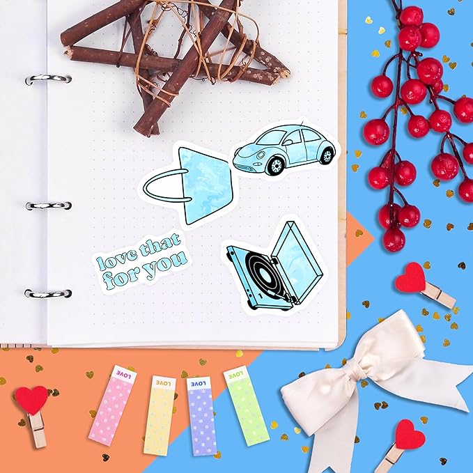 BulbaCraft 100Pcs Teal Stickers, Blue Stickers for Water Bottle and Laptop - Teal Party Supplies & Decorations, Waterproof Vinyl Decals, Gifts for Women & Men