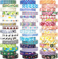 48 Rolls Washi Tape Set - 8mm Wide Decorative Masking Tape, Colorful Flower Style Design for DIY Craft Scrapbooking Gift Wrapping