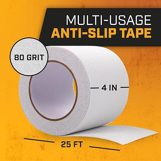 Lockport Anti Slip Tape for Stairs and Floor - Clear Grip Tape Outdoor Waterproof - 4” x 25ft for Roll - Stair Treads for Outdoor/Indoor - for Ramps and Steps