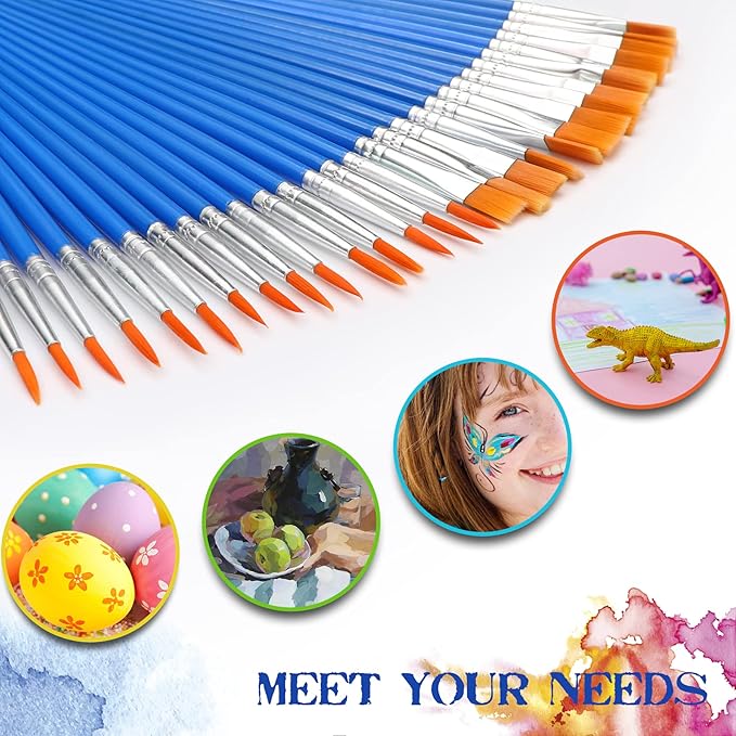 UPINS 30 Pcs Paint Brushes, Small Brush Bulk for Detail Painting