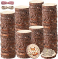 Tioncy 150 Pcs Wood Slices 3"-3.5" Unfinished Wood Rounds with Pre-drilled Hole and 9 Roll Twine String Natural Wooden Circles Hanging Ornaments Craft for Home Decor Painting DIY Party