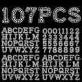 107 Pcs Pearl Letter Stickers,3 Sheets A-Z Glitter Rhinestone Letter and 1 Sheet 0-9 Pearl Number Stickers,Self Adhesive Sticky Letters for DIY Crafts Scrapbooking (White+White)