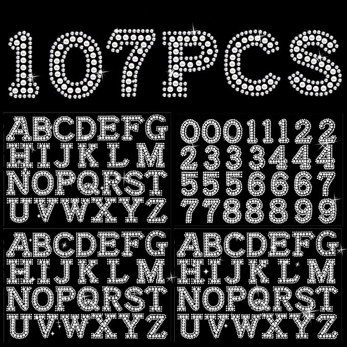 107 Pcs Pearl Letter Stickers,3 Sheets A-Z Glitter Rhinestone Letter and 1 Sheet 0-9 Pearl Number Stickers,Self Adhesive Sticky Letters for DIY Crafts Scrapbooking (White+White)