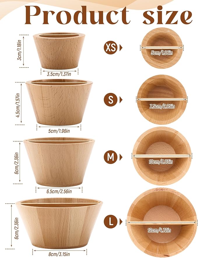 Colingmill 4 Pcs Rim Cone Shaper for Pottery and Ceramic Wooden Tools 4 Size Shaping Cone Trimming Tools for Sculpting Fixing Smoother Rounded Rim Pottery Artists and Hobbyists Supplies(Xs, S, M, L)