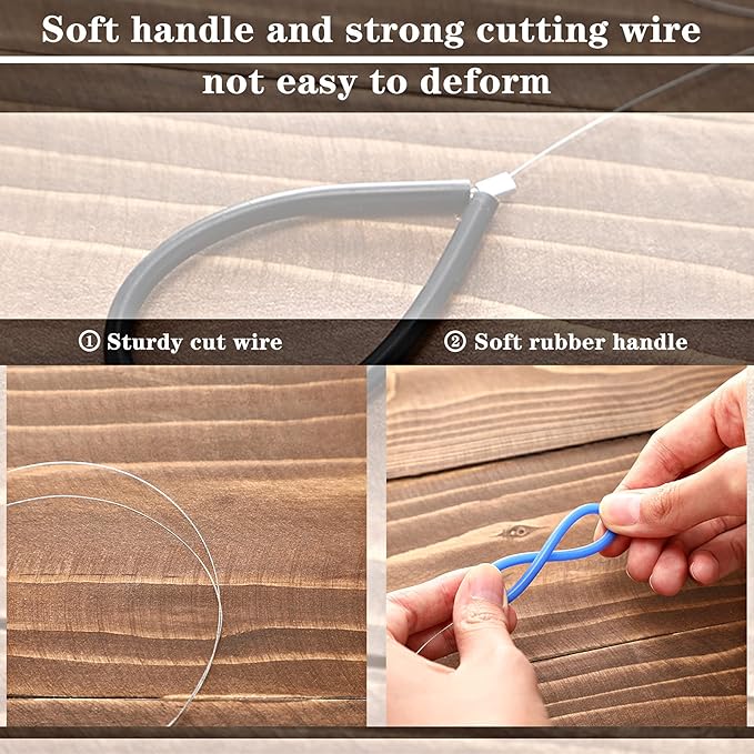 2 Pieces Clay Cutters Wire Steel Wire Cutting Pottery Tools with Black and Blue Plastic Handle for Clay Artists Cheese Dough Sculpting Pottery Tools
