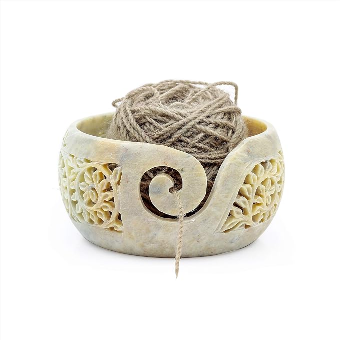 Nagina International Stone Carved Beautiful Yarn Ball Storage Bowls | Yarn Storage Bowl & Accessories