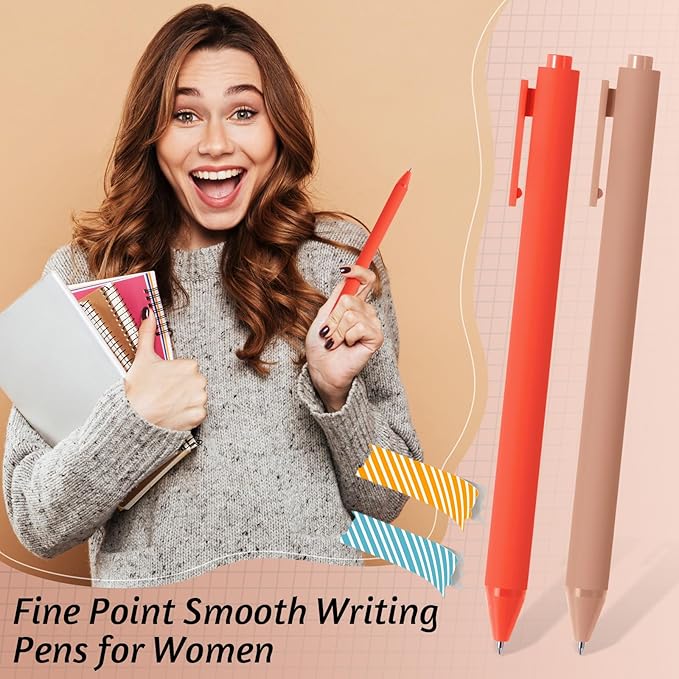Crtiin 50 Pcs Gel Ink Pens Bulk, Black Ink 0.5mm Fine Point Retractable Pen Smooth Writing Office Supplies for Teacher Server Nurse Christmas Charity Donation Valentine (Orange Series)