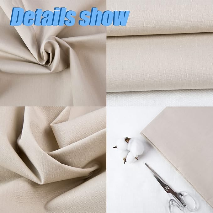 WAFASSZD 2 Yard Beige Cotton Fabric,Natural Cotton Poplin Fabric by The Yard,59 Inches Wide 100% Cotton,Soft Embroidery Muslin Quilting Material for Sewing Material Apparel Cloth