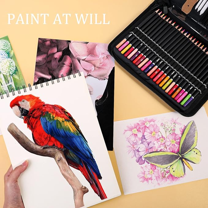 96pcs Colored Drawing Pencils Kit Sketching, Graphite Pencils With Convenient Case, Ideal School Art Supplies Gift for Artists Adults Teens Beginner, Ideal for Shading, Blending,Art Supplies Set,