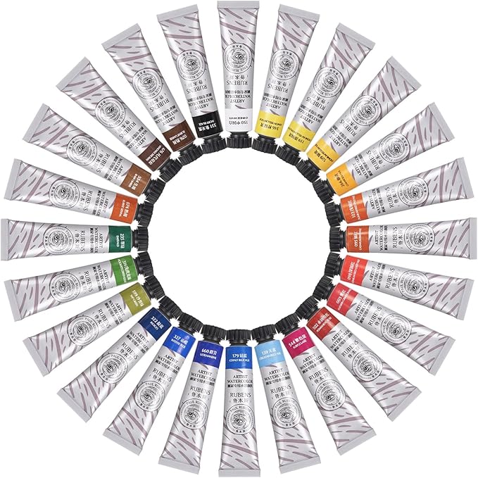 Paul Rubens Watercolor Paint Set 24 Vibrant Colors 12ml / 0.4 Fl Oz Tubes, Watercolor Tubes with Great Value, Water Color Paints Art Supplies for Adults, Artists & Beginners & Academy Grade