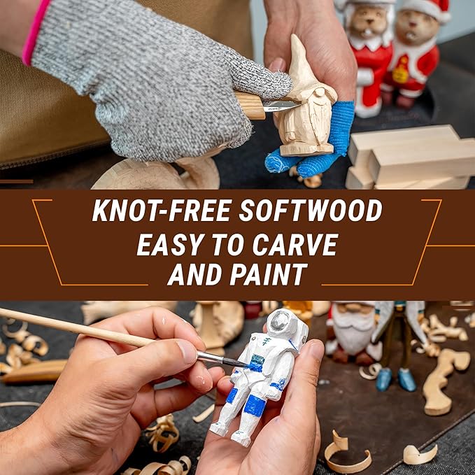 BeaverCraft Basswood Carving Blocks Set BW 10 PCS Wood Carving Kit - Whittling Wood - Soft Basswood Block for Crafts - Large Unfinished Wooden Blocks 2PCS 1.98" х 5.95" 8PCS 1.02" х 5.95"