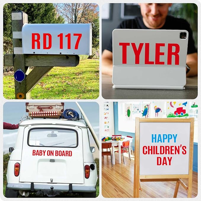 Seloom 13 Sheets Alphabet Stickers,4 Inch Large Vinyl Letter Number Stickers Self Adhesive,Waterproof Numbers Alphabet Letters Labels for DIY Crafts,Mailbox,Notebook,Door,Water Bottles,Car(Red)