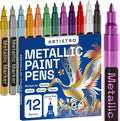 ARTISTRO 12 Metallic Paint Pens for Glass Marking, Rock Painting, Ceramic, Wood, Fabric, Scrapbooking, DIY Craft Making, Coloring - Acrylic Paint Markers Medium Tip 3mm